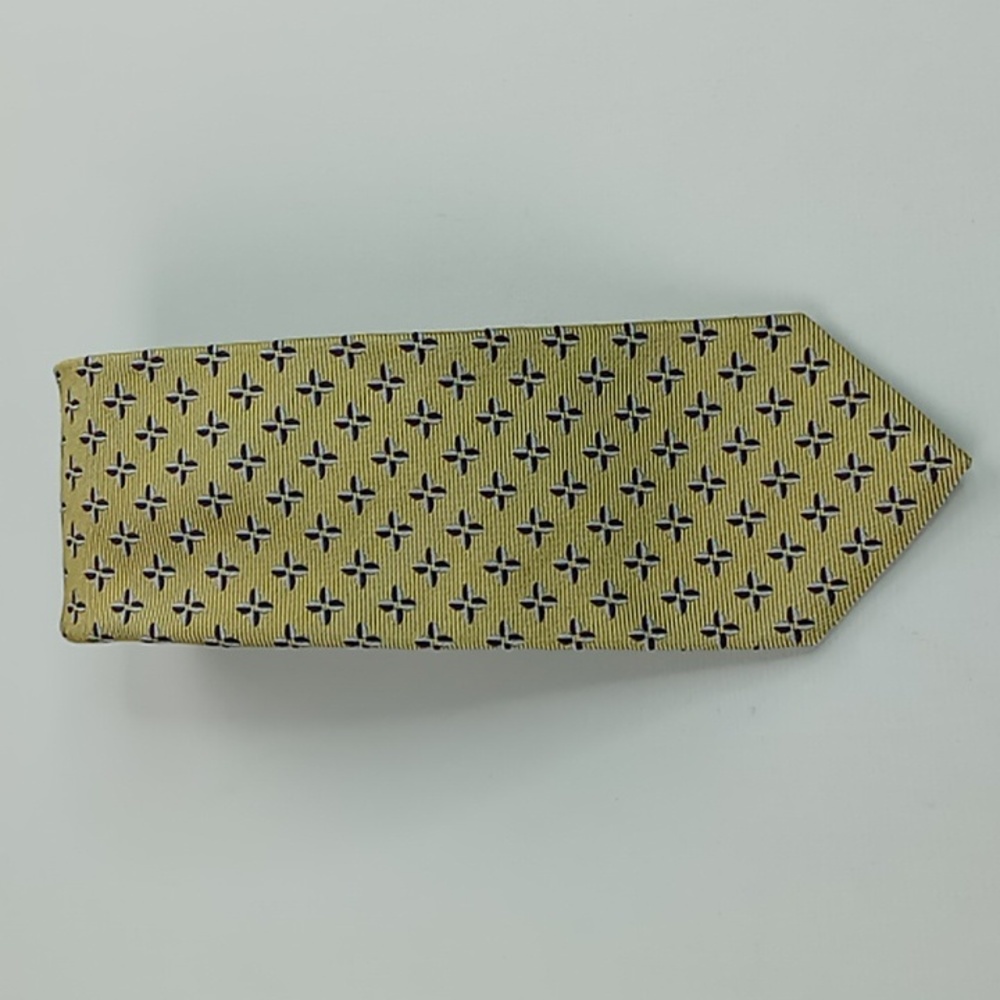 Brooks Brothers Gold/Yellow/Navy 100% Silk Tie Made in 🇺🇸